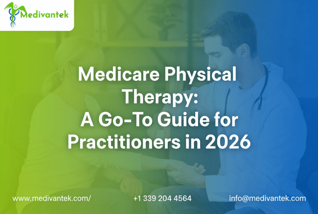 Physical therapist reviewing Medicare billing codes, reimbursement rates, KX modifier requirements, and RTM billing updates for 2026.