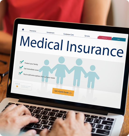 A medical insurance portal open on a laptop