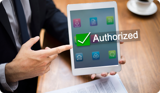 A treatment request showing an approved authorisation on a tablet