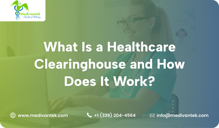 Medivantek Medical Billing banner introducing the guide on what a healthcare clearinghouse is and how it works