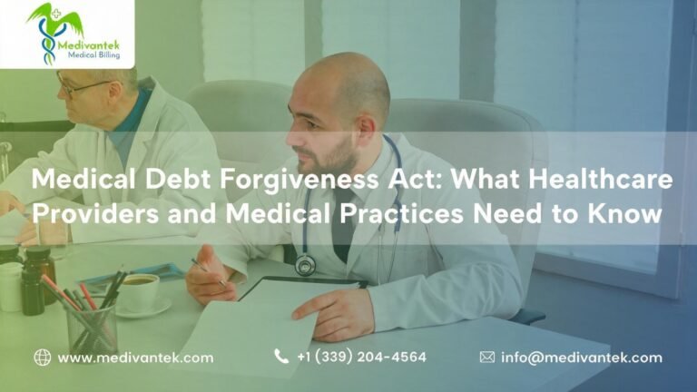 Physicians reviewing patient billing documents, header image for Medivantek's Medical Debt Forgiveness Act guide