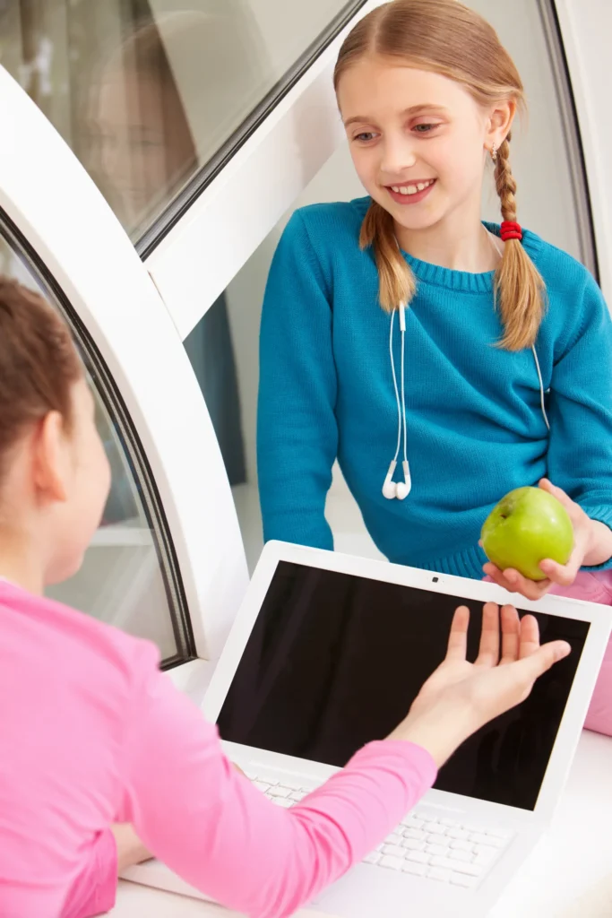 Child at a telehealth visit with a pediatric clinician